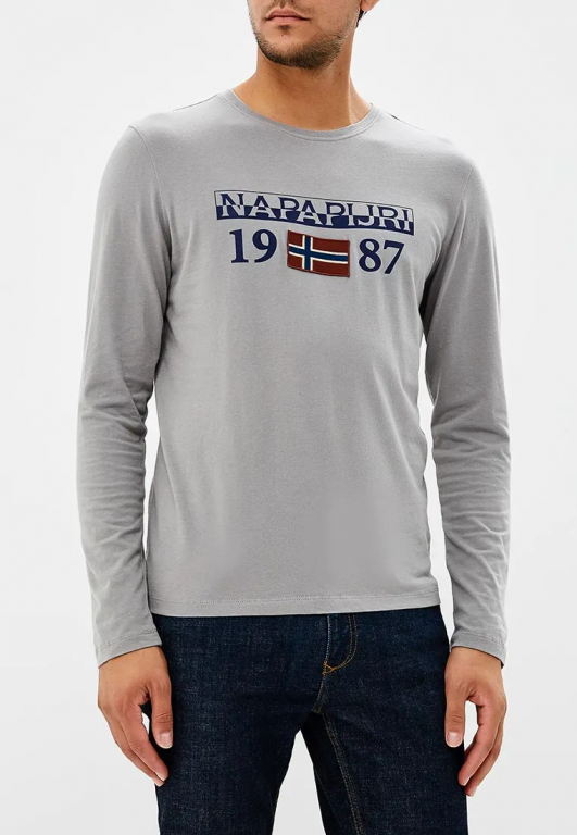 NAPAPIJRI pánské světle šedé tričko s dlouhým rukávem č.1