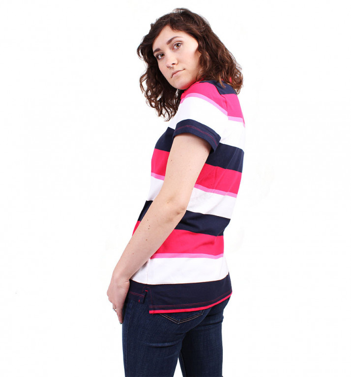 Tommy Hilfiger dámské proužkované růžové polo tričko č.2