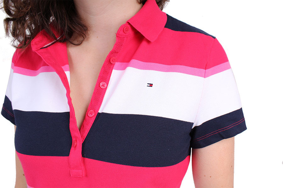 Tommy Hilfiger dámské proužkované růžové polo tričko č.3