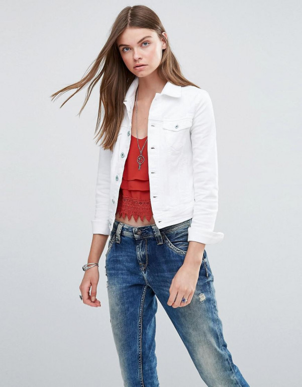 Pepe Jeans dámská bílá džínová bunda CORE JACKET č.1