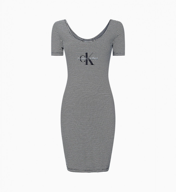 Calvin Klein dámské černé pruhované šaty Monogram Stripe Ballet Dress č.1