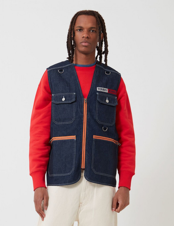 Tommy Jeans pánská denim vesta Denim Fishing Gilet č.1