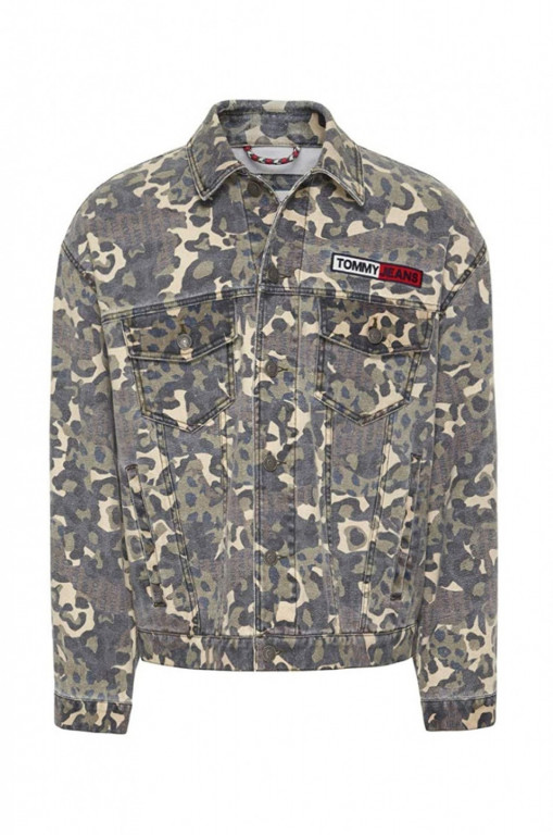 Tommy Jeans pánská zelená bunda Tjm Camo Trucker č.1