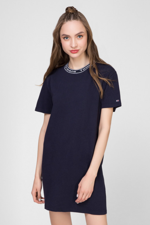 Tommy Jeans dámské tmavě modré šaty TJW BRANDED NECK TEE DRESS č.1