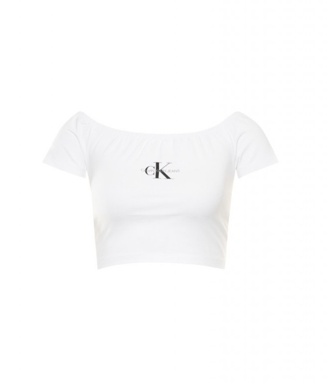 Calvin Klein dámský bílý top SS MONOGRAM LOGO BARDOT TOP č.1