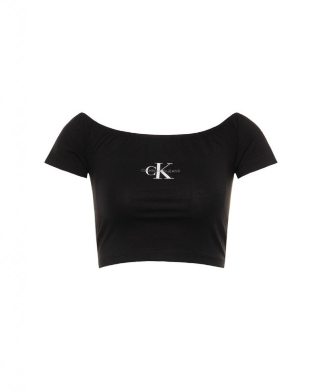 Calvin Klein dámský černý top SS MONOGRAM LOGO BARDOT TOP č.1