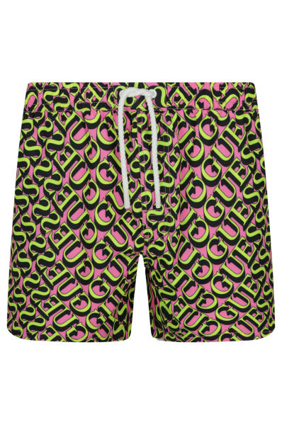 GUESS pánské růžové plavky s nápisy WOVEN SHORT č.1