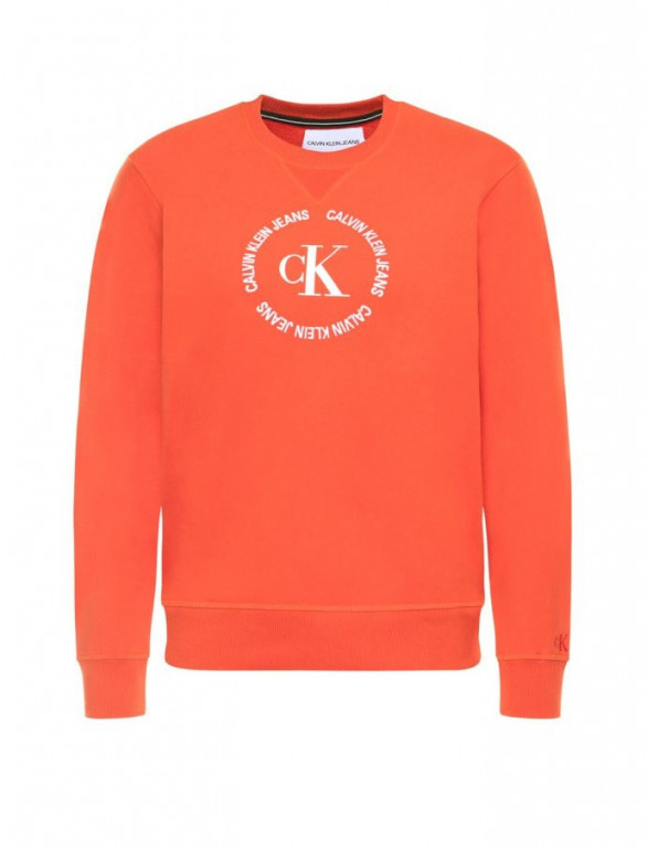 Calvin Klein dámská červená mikina s logem CK ROUND LOGO RELAXED CN č.1