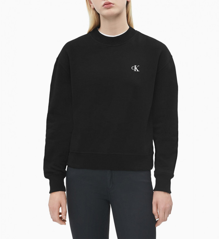 Calvin Klein dámská černá mikina CK EMBROIDERY REGULAR CREW NECK č.1