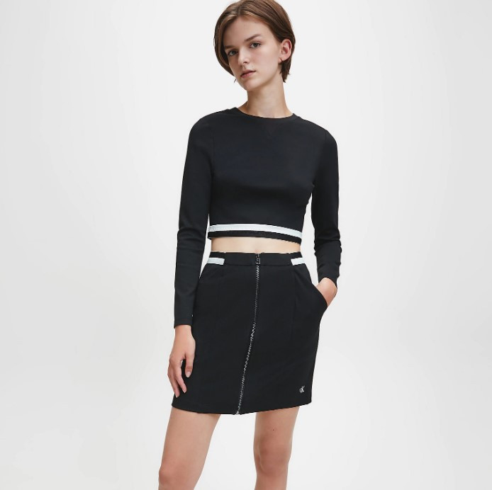 Calvin Klein dámské černé tričko s dlouhým rukávem MONOCHROME MILANO TOP č.1