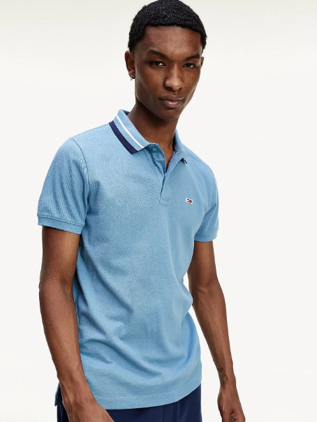 Tommy Jeans modré polo tričko TIPPED STRETCH POLO č.1