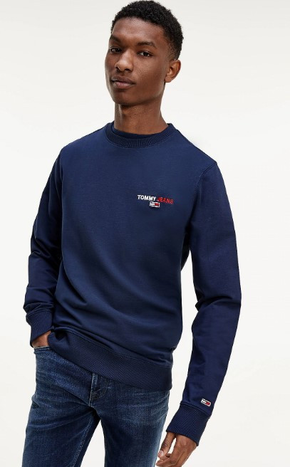 Tommy Hilfiger pánská mikina bez kapuce tmavě modrá CHEST GRAPHIC CREW č.3