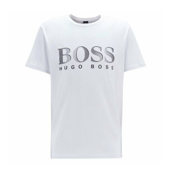 Hugo Boss pánské bílé tričko UPF50+ s nápisem č.3