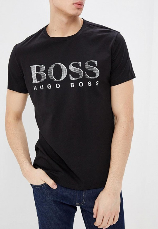Hugo Boss pánské černé tričko UPF50+ s nápisem č.1