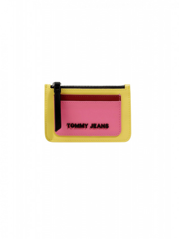 Tommy Jeans dámský růžovo žlutý cardholder TJW PU CC HOLDER WITH ZIP č.1
