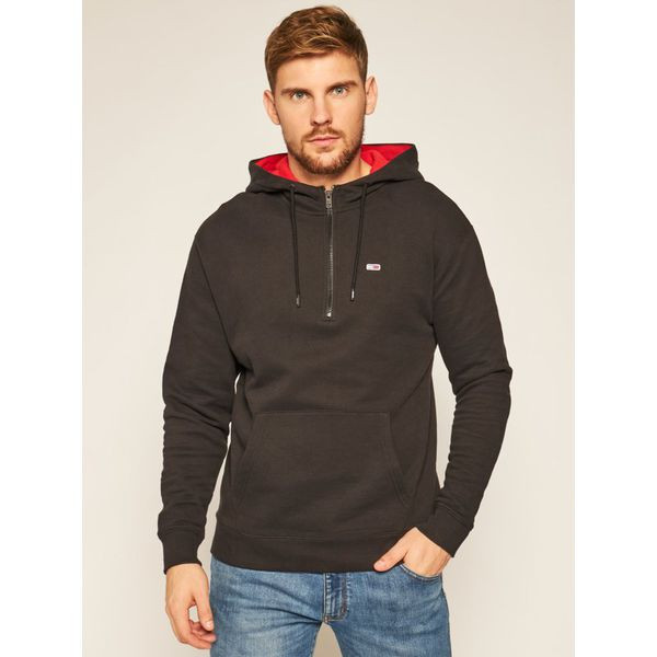 TOMMY JEANS pánská černá mikina s kapucí TJM PHOTOPRINT HOODIE č.1