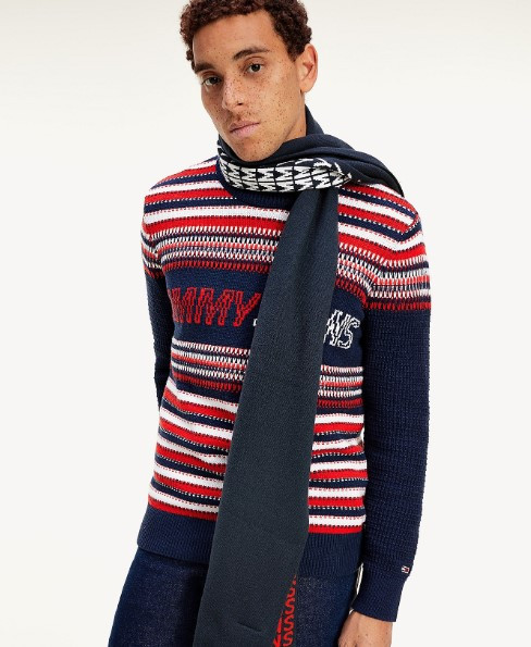 Tommy Jeans pánská tmavě modrá šála TJM LOGO TAPE SCARF č.1