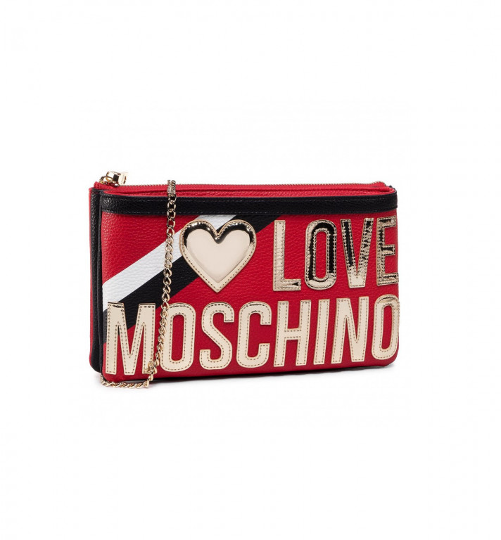 LOVE MOSCHINO dámská crossbody červená kabelka PEBBLE PU MIX ROSSO/NERO č.1