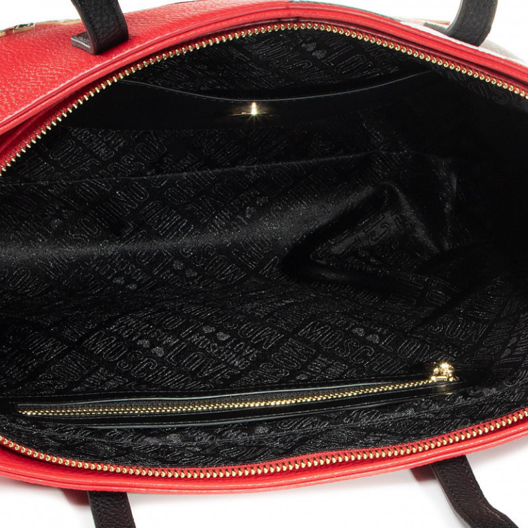 LOVE MOSCHINO dámská červená kabelka PEBBLE PU MIX ROSSO/NERO č.3