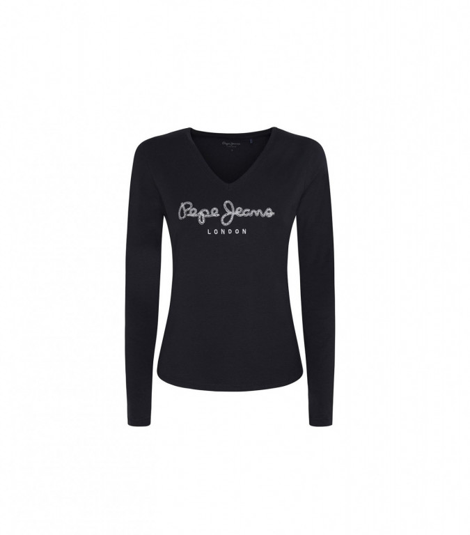Pepe Jeans dámské černé tričko s dlouhým rukávem DITA č.1