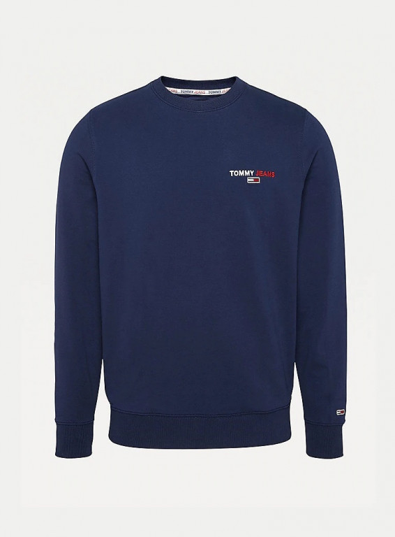 Tommy Hilfiger pánská mikina bez kapuce tmavě modrá CHEST GRAPHIC CREW č.1