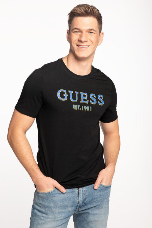 GUESS pánské černé triko s nápisem BRAKE CN SS TEE č.1