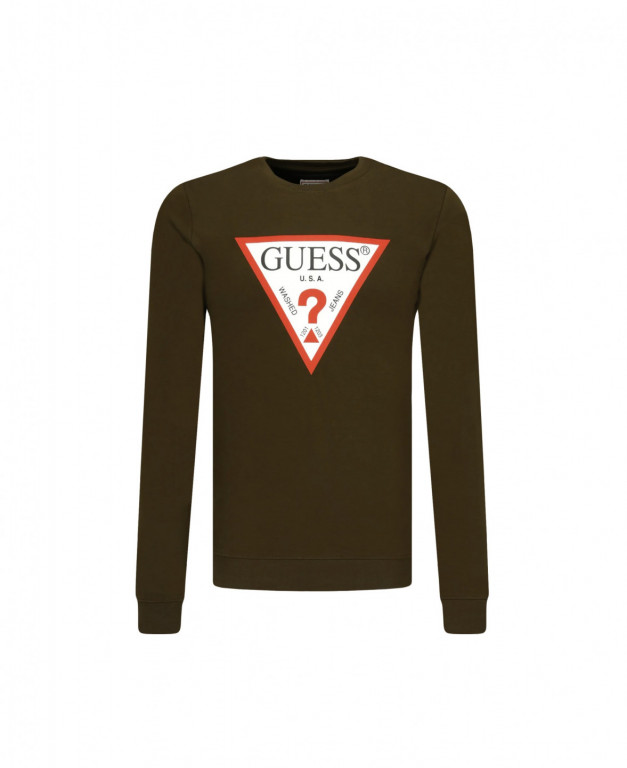 GUESS pánská khaki mikina ORGANIC COTTON SWEATER č.1