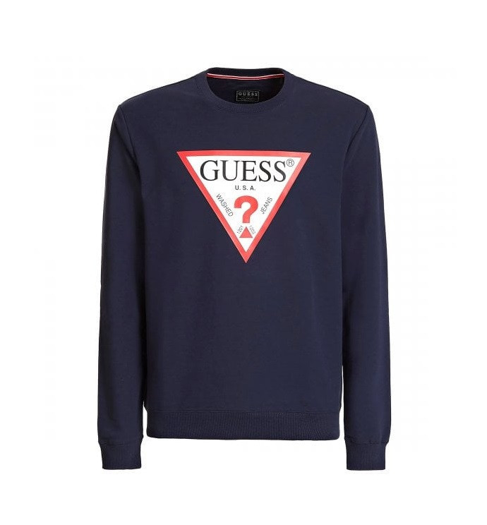 GUESS pánská modrá mikina ORGANIC COTTON SWEATER č.1