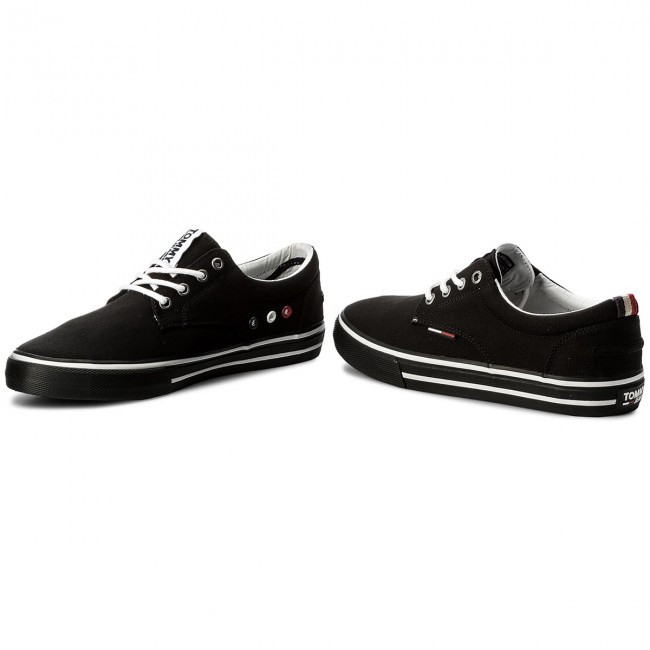 Tommy Jeans pánské černé plátěné tenisky TOMMY JEANS TEXTILE SNEAKER č.6