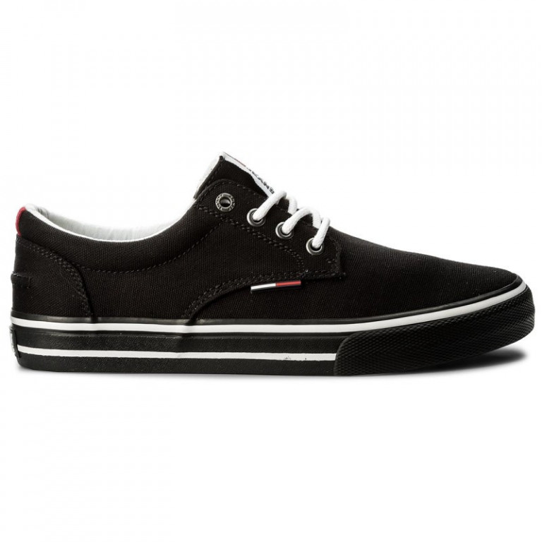 Tommy Jeans pánské černé plátěné tenisky TOMMY JEANS TEXTILE SNEAKER č.4