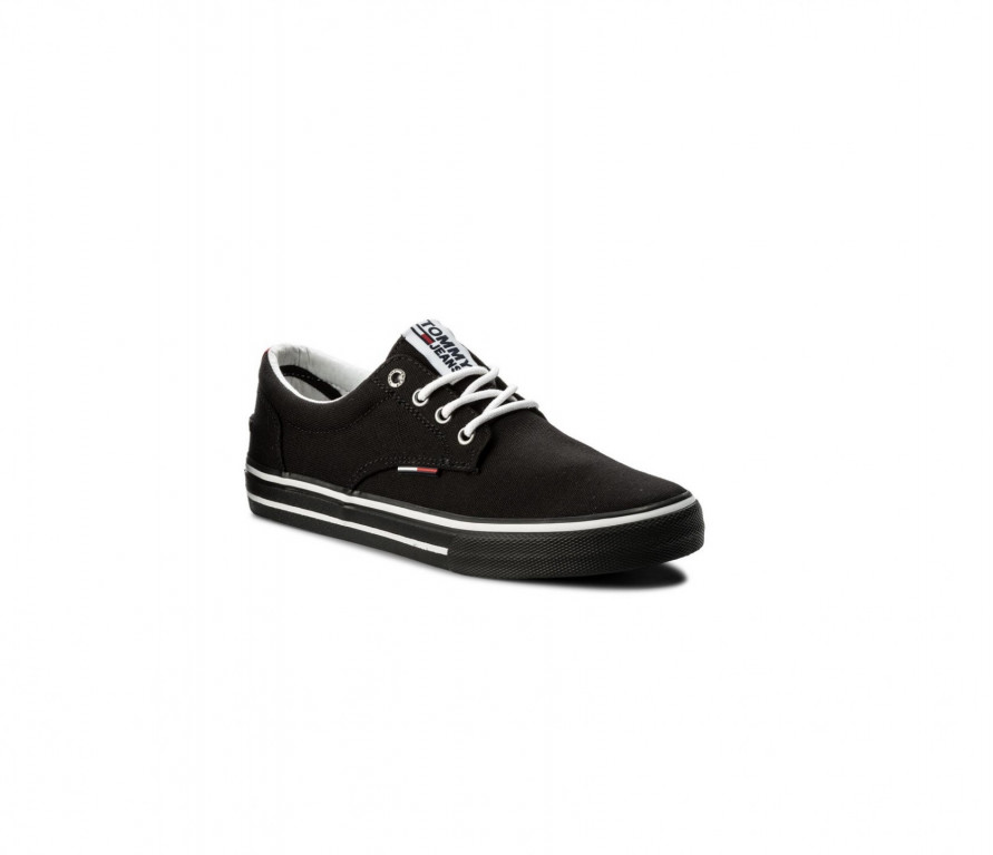Tommy Jeans pánské černé plátěné tenisky TOMMY JEANS TEXTILE SNEAKER č.1
