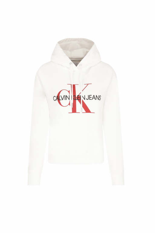 Calvin Klein dámská bílá mikina CROP MONOGRAM HOODIE č.1