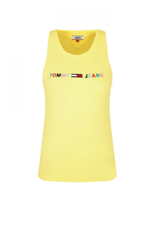 Tommy Jeans dámské žluté tričko MULTICOLOR LINEAR LOGO TANK č.1