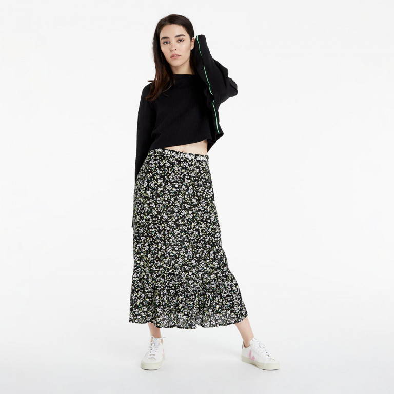 Tommy Jeans dámská černá květovaná sukně TJW TIERED FLORAL MIDI SKIRT č.1