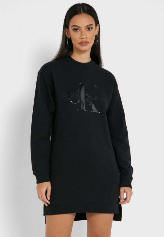 Calvin Klein Jeans dámské černé mikinové šaty TONAL MONOGRAM HWK DRESS č.1