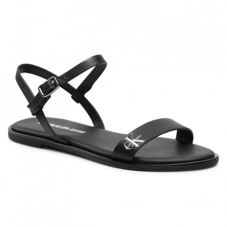 Calvin Klein dámské černé sandále FLAT SANDAL ANKLE STRAP LTH č.3