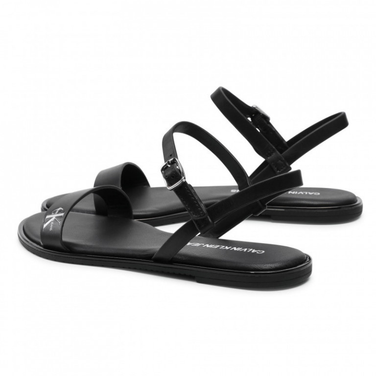 Calvin Klein dámské černé sandále FLAT SANDAL ANKLE STRAP LTH č.4