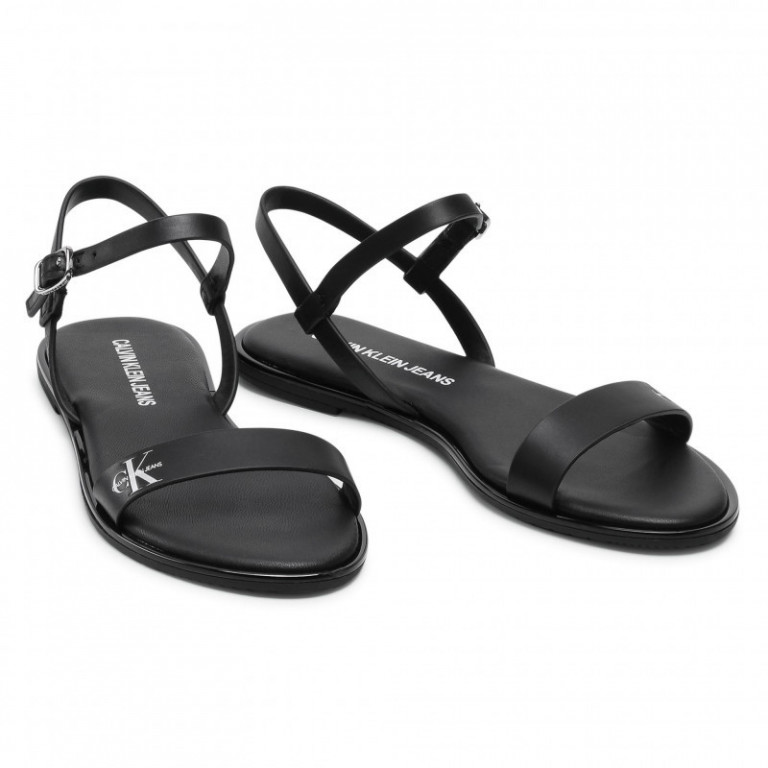Calvin Klein dámské černé sandále FLAT SANDAL ANKLE STRAP LTH č.2