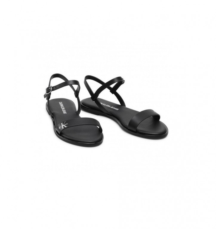 Calvin Klein dámské černé sandále FLAT SANDAL ANKLE STRAP LTH č.1