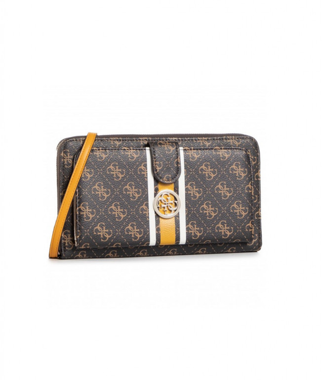 GUESS dámská hnědá crossbody kabelka JENSEN TRAVEL WALLET č.1