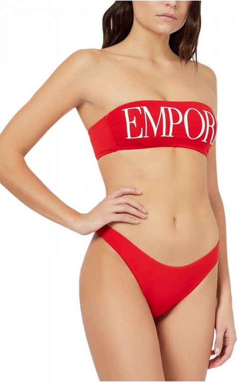 EMPORIO ARMANI dámské červené plavky v setu BAND & BRAZILIAN č.1