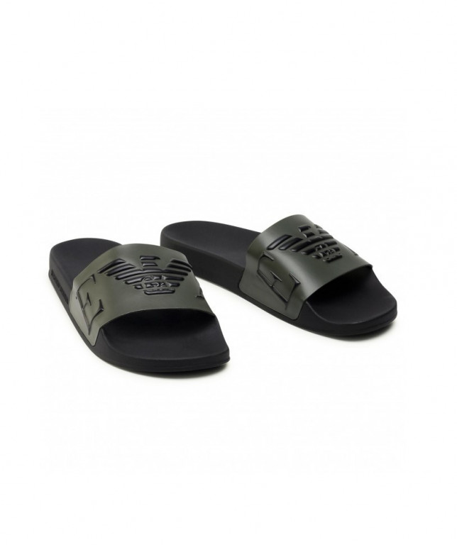 Emporio Armani pánské černo zelené pantofle č.4