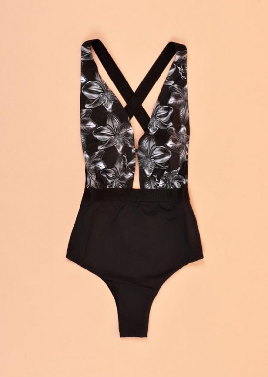 Karl Lagerfeld dámské jednodílné černé plavky ORCHID č.1