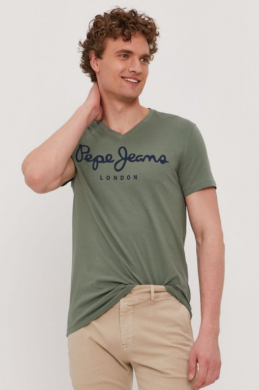 Pepe Jeans pánské tmavě zelené tričko ORIGINAL STRETCH V č.1