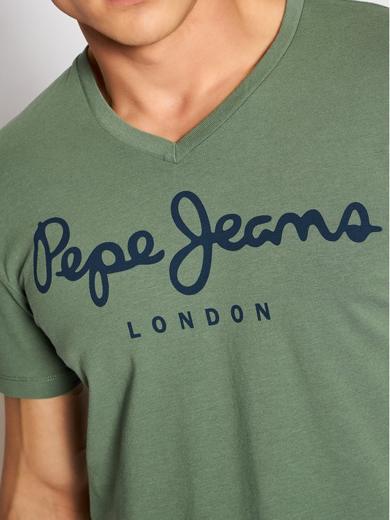 Pepe Jeans pánské tmavě zelené tričko ORIGINAL STRETCH V č.3