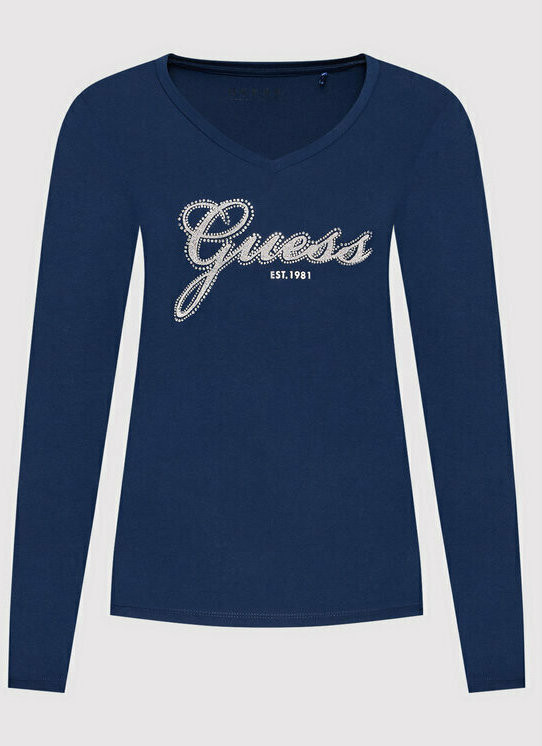 GUESS dámské tmavě modré tričko s dlouhým rukávem IRADI č.3