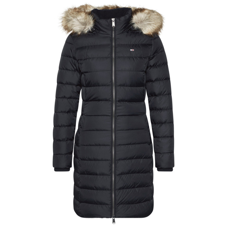 Tommy Jeans dámský černý kabát TJW ESSENTIAL HOODED DOWN COAT č.1