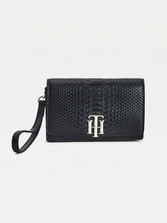 Tommy Hilfiger dámská černá peněženka TH LOCK MED FLAP WALLET SNAKE č.1